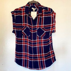 Beachlunchlounge Bella Sleeveless Button Down Flannel Shirt S/P
